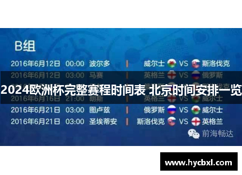 2024欧洲杯完整赛程时间表 北京时间安排一览